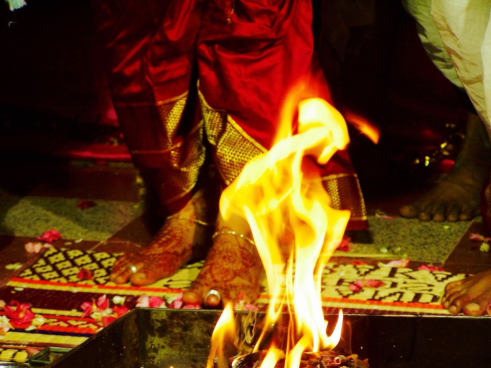 Saptapadi — the seven steps around the sacred fire that anchor a Hindu wedding muhurat